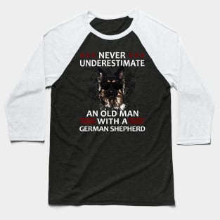 Old man german shepherd dog Baseball T-Shirt